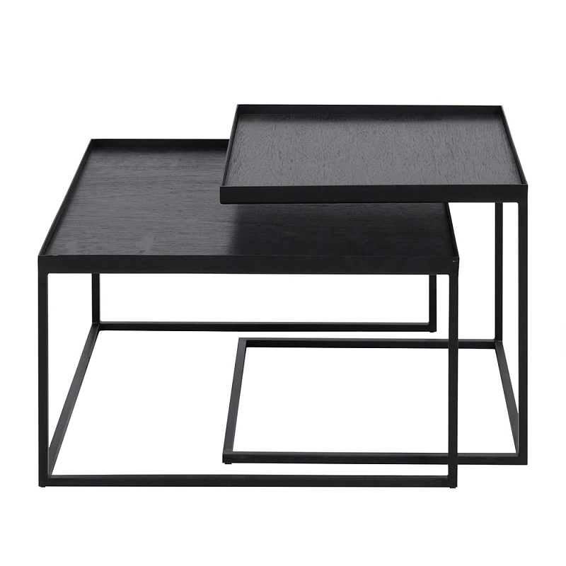 Комплект столиков с квадратными столешницами черные Black Table Combination Черный Комплект столиков с квадратными столешницами черные Black Table Combination Черный в Твери | Loft Concept