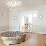 Люстра подвесная круглая с молочными стеклянными подвесками в форме капель Droplet Chandelier варинант исполнения - 4 | Loft Concept в Твери