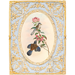 Декоративный постер с изображением птиц в раме с рельефным растительным узором Blooming Birds Poster варинант исполнения - 11 | Loft Concept в Твери