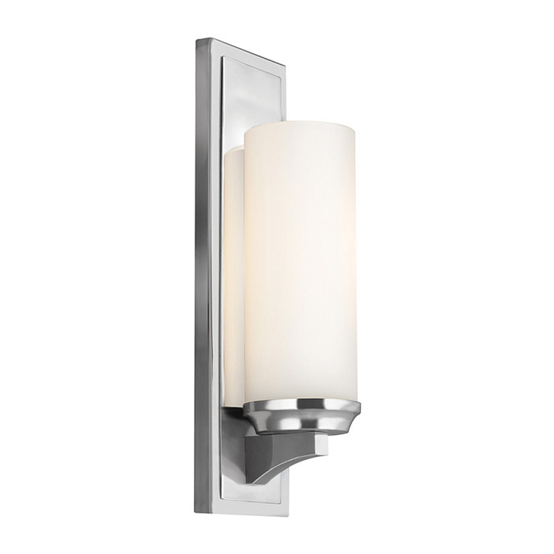 Бра для ванных комнат с белым цилиндрическим плафоном на прямоугольном основании цвета хром Feiss Хром Белый Бежевый в Твери | Loft Concept 