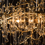 Подвесная люстра в виде ветвей деревьев золотого цвета с прозрачными подвесками-каплями 10 и 14 ламп Droplet Chandelier варинант исполнения - 6 | Loft Concept в Твери