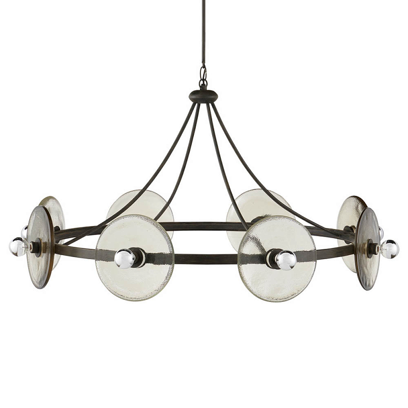 Люстра круглая с литыми стеклянными дисками Olympe Glass Chandelier Черный Прозрачное Стекло Люстра круглая с литыми стеклянными дисками Olympe Glass Chandelier Черный Прозрачное Стекло в Твери | Loft Concept