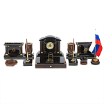 Настольный письменный набор с часами из природного камня обсидиана Peace Contract варинант исполнения - 1 | Loft Concept в Твери