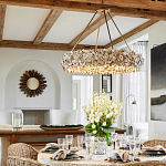 Люстра круглая с абажуром из устричных раковин Sea Ravens варинант исполнения - 4 | Loft Concept в Твери