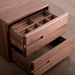 Прикроватный столик деревянный с 2-мя ящиками Moon Walnut Furniture варинант исполнения - 5 | Loft Concept в Твери