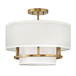 Потолочный светильник с двухслойным белым текстильным абажуром Hinkley варинант исполнения - 14 | Loft Concept в Твери