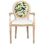 Стул с подлокотниками золотистый из бука с изображением птиц и цветов Blooming Birds варинант исполнения - 1 | Loft Concept в Твери