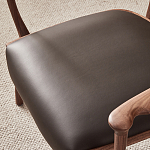 Стул деревянный с мягким сиденьем из коричневой натуральной кожи Moon Walnut Furniture варинант исполнения - 9 | Loft Concept в Твери