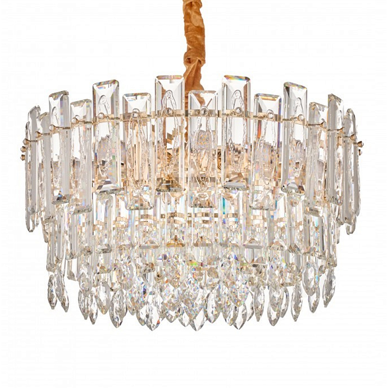 Круглая люстра с хрустальными подвесками на золотистом каркасе Gorgeous Crystal Light Золотой Прозрачный Круглая люстра с хрустальными подвесками на золотистом каркасе Gorgeous Crystal Light Золотой Прозрачный в Твери | Loft Concept