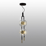 Подвесной светильник с черным основанием и золотистым декором Bruno Duo варинант исполнения - 4 | Loft Concept в Твери