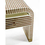 Тумбочка прикроватная с ящиком Tofino Stripes Bone Inlay Bedside Beige варинант исполнения - 3 | Loft Concept в Твери