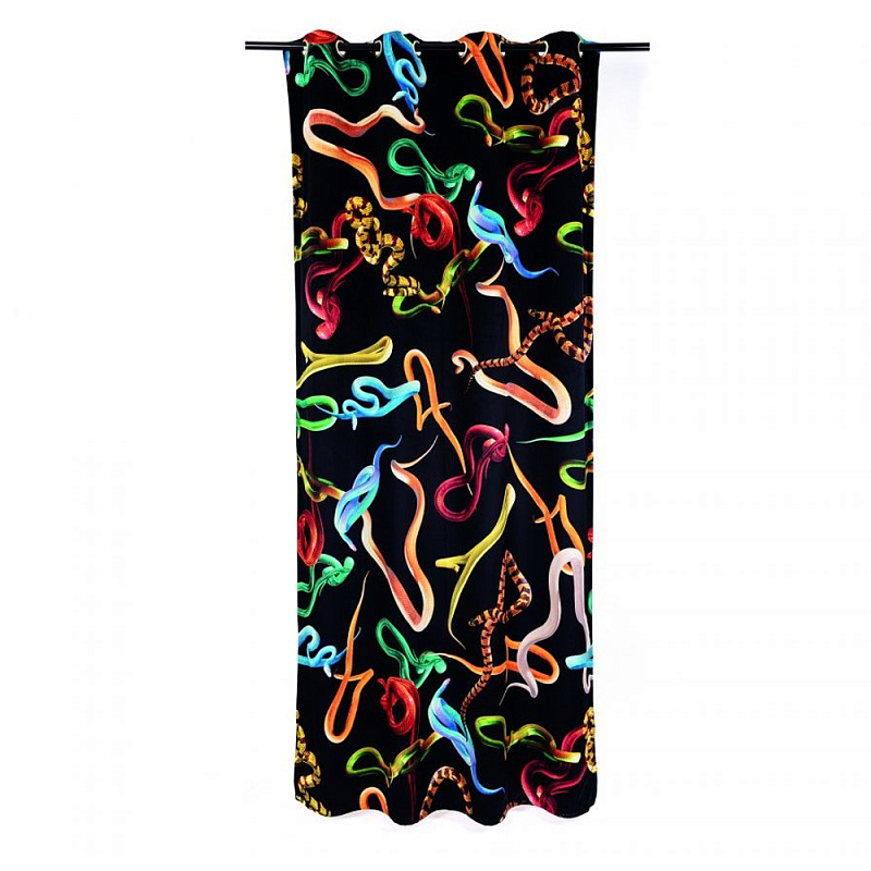 Штора Seletti Snakes Black Черный Мульти Штора Seletti Snakes Black Черный Мульти в Твери | Loft Concept