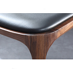 Стул деревянный с мягким сиденьем из черной натуральной кожи Moon Walnut Furniture варинант исполнения - 9 | Loft Concept в Твери