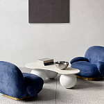 Дизайнерский журнальный стол с изогнутой столешницей на круглых ножках Rigilyr варинант исполнения - 3 | Loft Concept в Твери