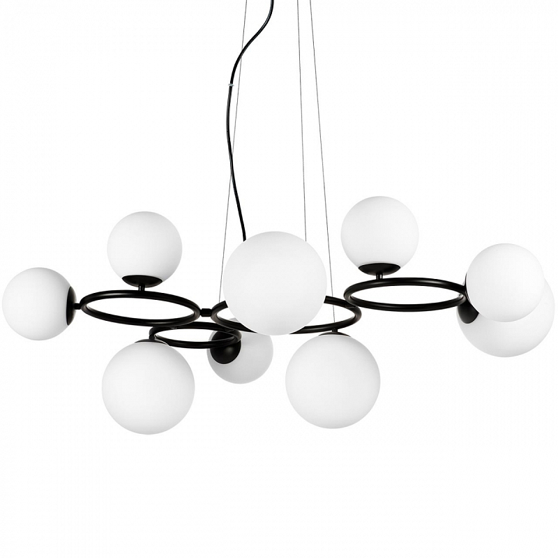 Люстра Bubbles on 4 Rings Chandelier Black Белый Черный Люстра Bubbles on 4 Rings Chandelier Black Белый Черный в Твери | Loft Concept