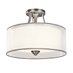 Потолочный светильник с двойным цилиндрическим плафоном из белого стекла и прозрачной органзы Kichler варинант исполнения - 7 | Loft Concept в Твери