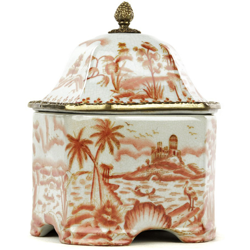 Шкатулка Box Chinoiserie Белый Бронза Коралловый Шкатулка Box Chinoiserie Белый Бронза Коралловый в Твери | Loft Concept