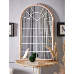 Зеркало-окно настенное в венецианском стиле с деревянной рамой бежевого цвета Venetian Smooth варинант исполнения - 5 | Loft Concept в Твери