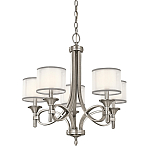 Люстра с белыми тканевыми абажурами в прозрачных стеклянных цилиндрах Kichler варинант исполнения - 6 | Loft Concept в Твери