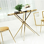 Обеденный стол с чёрной круглой столешницей на золотых ножках Rive Gauche Table варинант исполнения - 1 | Loft Concept в Твери