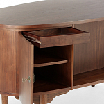 Дизайнерский письменный стол округлой формы с 4-мя ящиками и дверкой с полочками Rili варинант исполнения - 3 | Loft Concept в Твери