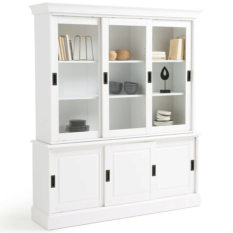 Витрина из массива сосны Cobbett White Wood Showcase Белый Прозрачное Стекло Черный Витрина из массива сосны Cobbett White Wood Showcase Белый Прозрачное Стекло Черный в Твери | Loft Concept