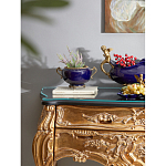 Чаша темно-синяя фарфоровая с бронзовыми ручками и ажурным ободком Eden Garden варинант исполнения - 4 | Loft Concept в Твери