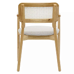Стул обеденный с мягким сиденьем и спинкой из плетеного ротанга Wood and Textile Chair варинант исполнения - 4 | Loft Concept в Твери
