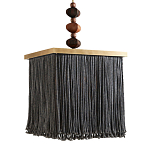 Люстра квадратная с бахромой и подвесом из деревянных бусин Psyche варинант исполнения - 2 | Loft Concept в Твери