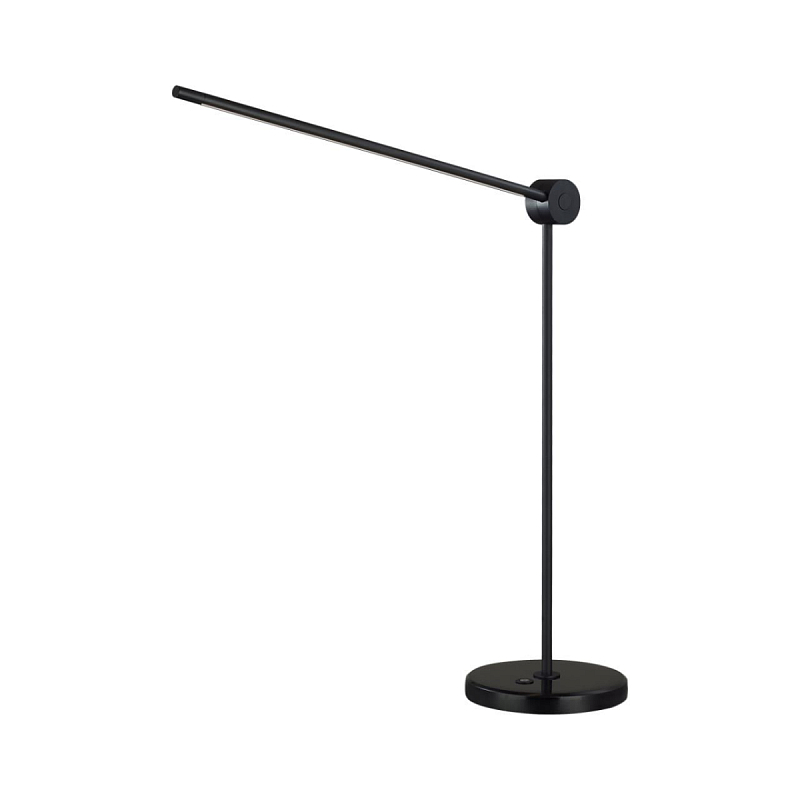 Настольная лампа черного цвета с круглым основанием и длинным прямым плафоном Trumpet tube Черный Белый в Твери | Loft Concept 