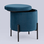 Синий пуф на черных ножках SANJAY варинант исполнения - 2 | Loft Concept в Твери