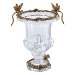 Ваза из прозрачного стекла на бронзовой подставке с ободком и ручками в виде стрекоз Eden Garden варинант исполнения - 1 | Loft Concept в Твери