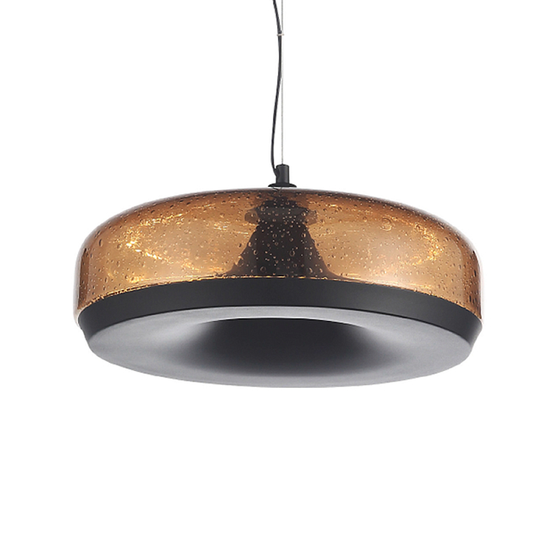 Подвесной светильник с стеклянным плафоном LED 42W 3000K Glass Textured Lampshade Черный Коричневый в Твери | Loft Concept 