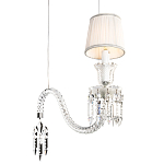 Подвесной светильник с белым текстильным абажуром и изогнутым хрустальным основанием с подвесками Lustre Reverie варинант исполнения - 4 | Loft Concept в Твери