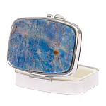 Таблетница карманная прямоугольная на 2 отделения с зеркалом и накладкой из натурального камня Лазурит Silver Stone Pillboxes варинант исполнения - 2 | Loft Concept в Твери