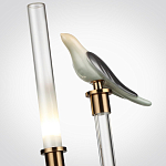 Настольная лампа с прозрачной трубкой и декоративной фигуркой птицы на бронзовой подставке Ganthea варинант исполнения - 4 | Loft Concept в Твери