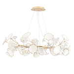 Люстра круглая с белыми лепестками из керамики и прозрачными хрустальными цветками Диаметр 82 см Wintery flovers варинант исполнения - 2 | Loft Concept в Твери