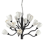 Люстра подвесная черного цвета с ветвями и белыми фарфоровыми цветами Floralis варинант исполнения - 1 | Loft Concept в Твери