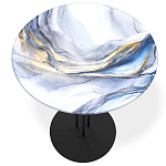 Стол журнальный с круглой бело-голубой столешницей из стекла White and Blue Marble варинант исполнения - 2 | Loft Concept в Твери