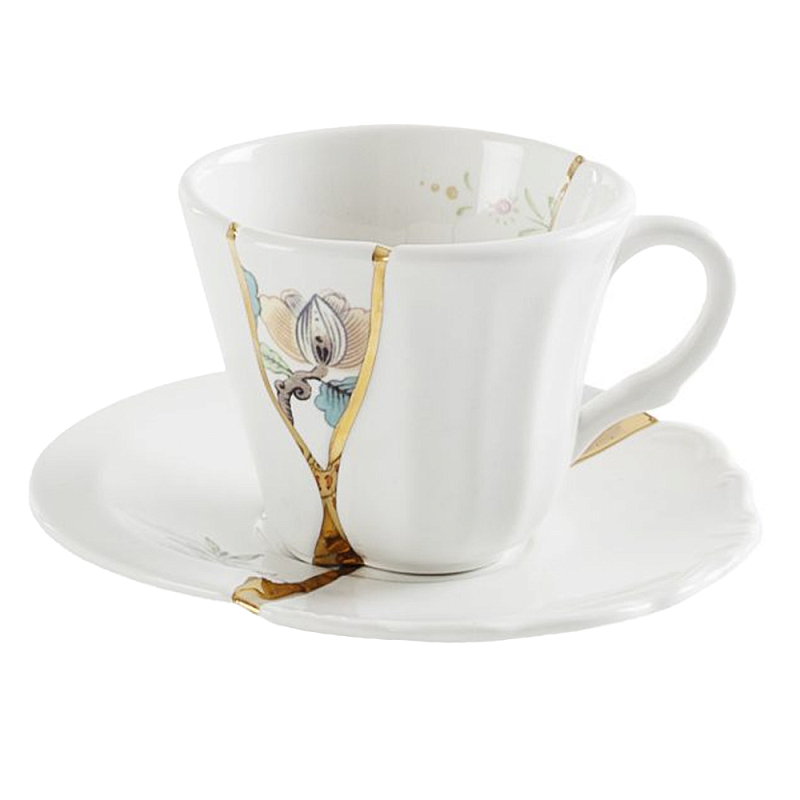 Кофейная пара Seletti Kintsugi 2 Белый Золотой Мульти Кофейная пара Seletti Kintsugi 2 Белый Золотой Мульти в Твери | Loft Concept