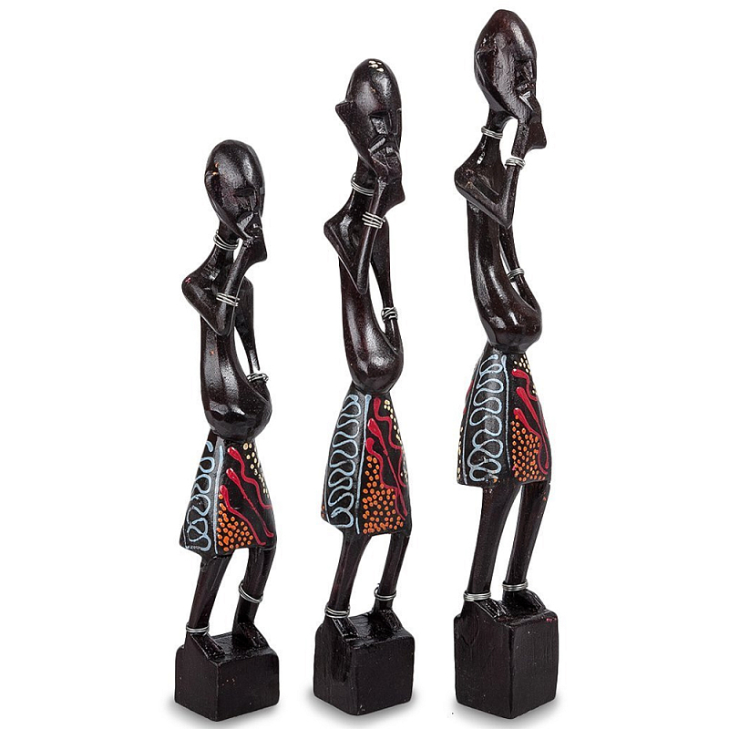 Комплект из трёх деревянных статуэток в виде аборигенов Three Aborigines Figurines Коричневый Мульти Комплект из трёх деревянных статуэток в виде аборигенов Three Aborigines Figurines Коричневый Мульти в Твери | Loft Concept