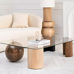 Дизайнерский журнальный стол с прозрачной столешницей и ножками в форме геометрических фигур Pytusin варинант исполнения - 2 | Loft Concept в Твери