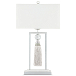 Настольная лампа с прямоугольным тканевым абажуром на белом мраморном основании Silver Threads варинант исполнения - 3 | Loft Concept в Твери