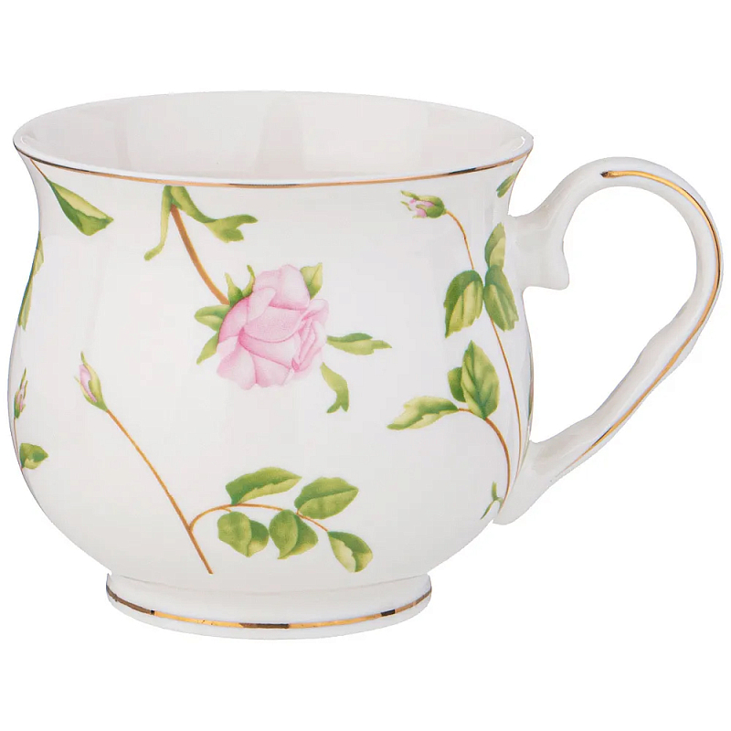 Кружка фарфоровая белая с цветочным принтом 480 мл Flower Porcelain Collection Белый Мульти Кружка фарфоровая белая с цветочным принтом 480 мл Flower Porcelain Collection Белый Мульти в Твери | Loft Concept