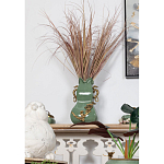 Ваза зеленого цвета из фарфора с бронзовыми ручками в виде драконов и рельефным цветочным декором Eden Garden porcelain and bronze варинант исполнения - 7 | Loft Concept в Твери