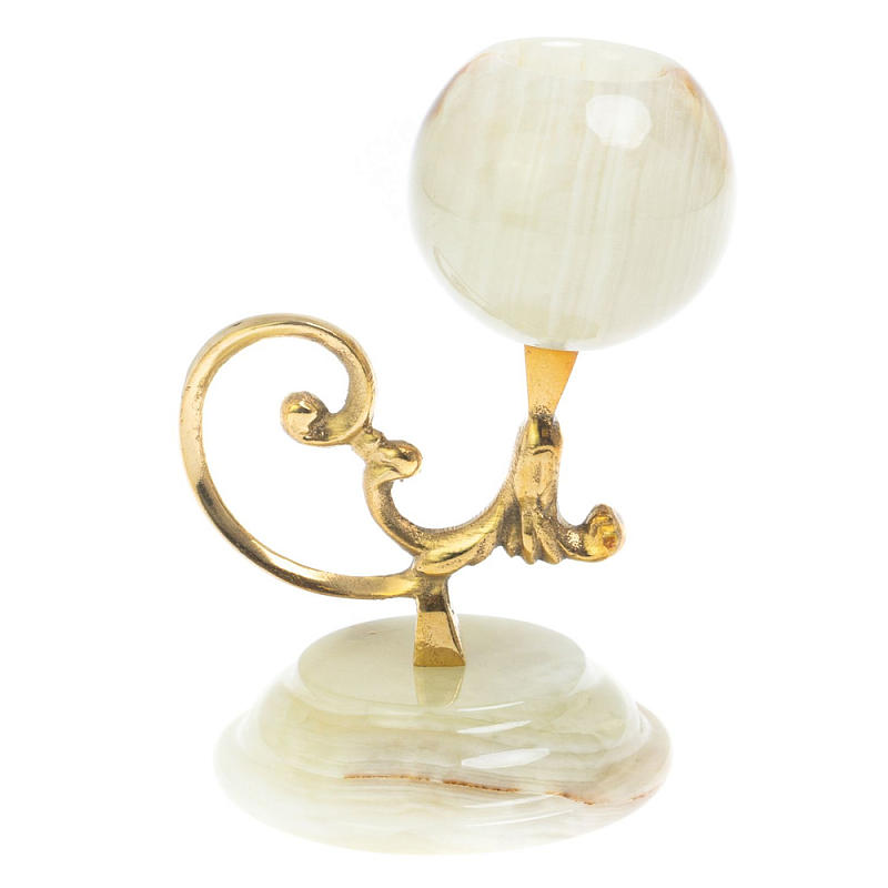 Подсвечник из натурального камня оникс Stone Tulip Бежевый Золотой в Твери | Loft Concept 