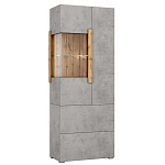 Шкаф-витрина двухдверная с фасадом цвета серый бетон Grace of Furniture варинант исполнения - 2 | Loft Concept в Твери