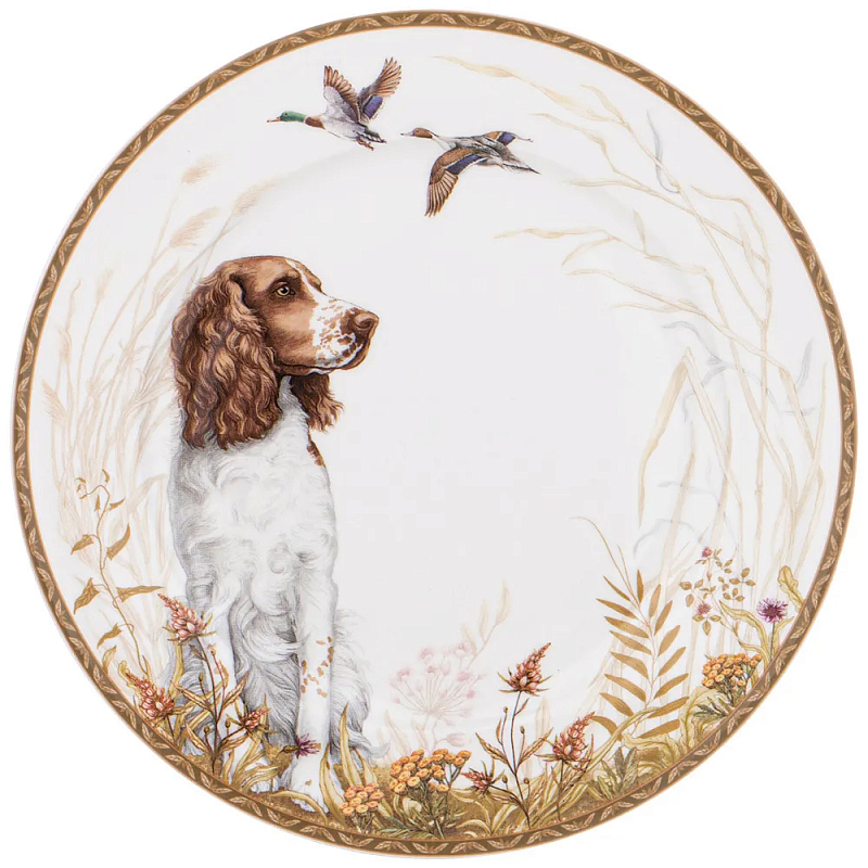 Тарелка закусочная из фарфора с изображением собаки Hunting Porcelain Collection Белый Коричневый Мульти Тарелка закусочная из фарфора с изображением собаки Hunting Porcelain Collection Белый Коричневый Мульти в Твери | Loft Concept