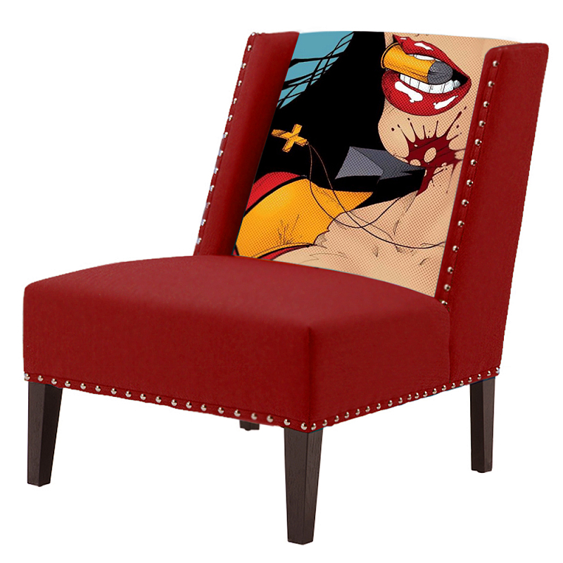 FUN Armchair "Super woman" Red Дизайнерское кресло с цветным принтом Бургундский красный FUN Armchair "Super woman" Red Дизайнерское кресло с цветным принтом Бургундский красный в Твери | Loft Concept