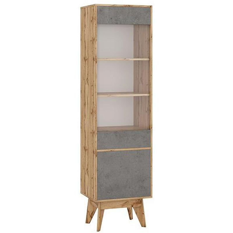 Шкаф-витрина с фасадом цвета серый бетон и стеклянной дверкой Grace of Furniture Серый бетон Прозрачный Древесина Шкаф-витрина с фасадом цвета серый бетон и стеклянной дверкой Grace of Furniture Серый бетон Прозрачный Древесина в Твери | Loft Concept